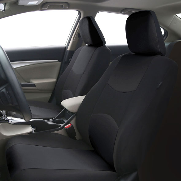 Multifunctional Flat Cloth Seat Covers - Front Set Black