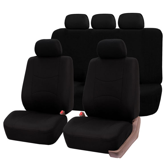Flat Cloth Multifunctional 3 Row 7 Seater - Black Seat Covers