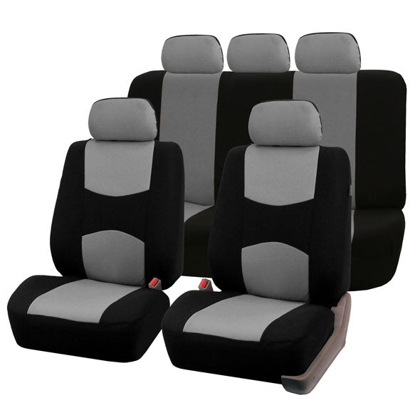 Flat Cloth Multifunctional 3 Row Seat Covers Gray