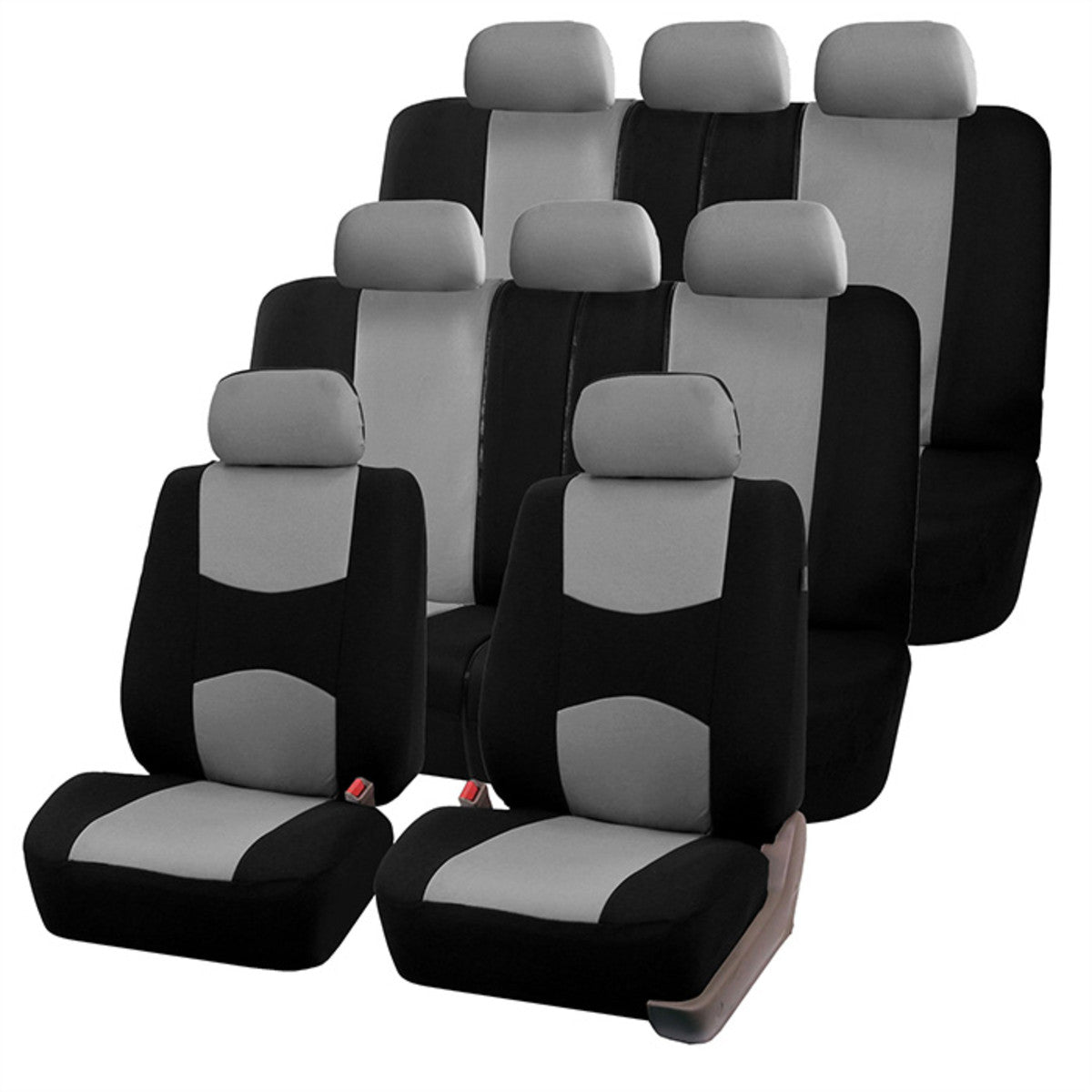 Multifunctional Flat Cloth Car 3 Row Seat Covers Gray