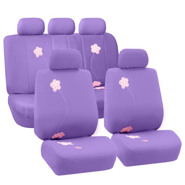 Floral Seat Covers - Full Set Purple