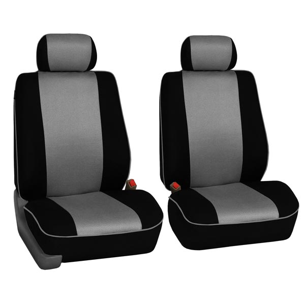 Edgy Piping Seat Covers - Front Set Gray
