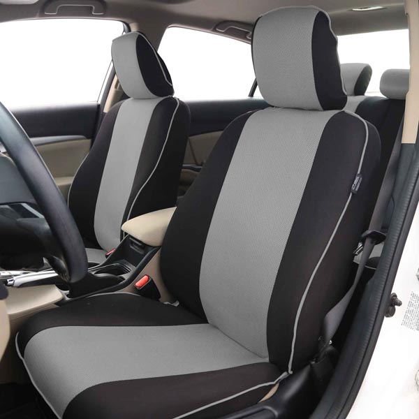 Edgy Piping Seat Covers - Front Set Gray