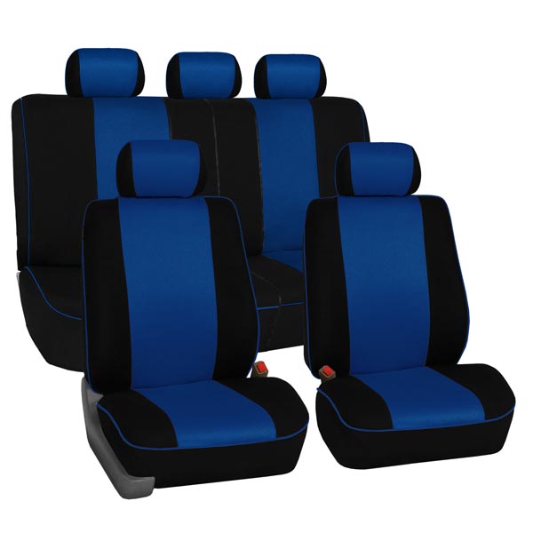 Edgy Piping Seat Covers - Full Set Blue