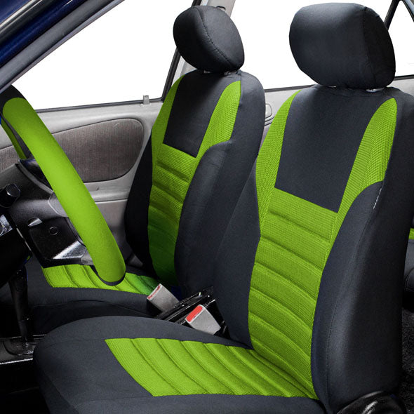 Premium 3D Air Mesh Seat Covers - Front Set Green