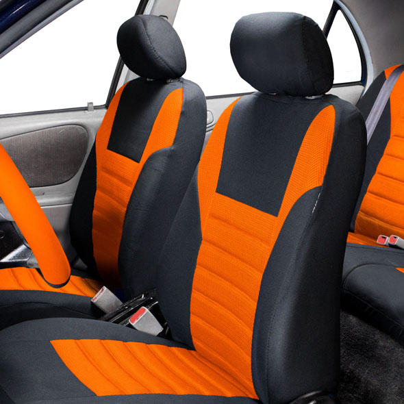 Premium 3D Air Mesh Seat Covers - Front Set Orange