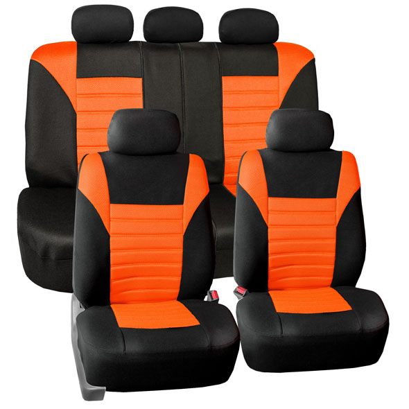 Premium 3D Air Mesh Seat Covers - Full Set Orange