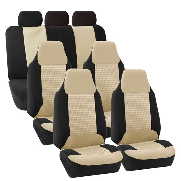 Premium Fabric 3 Row Seat Covers Beige