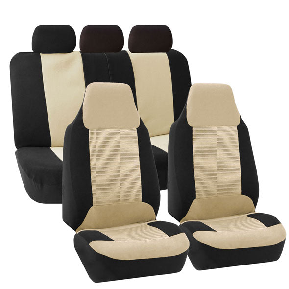 Premium Fabric 3 Row Seat Covers Beige
