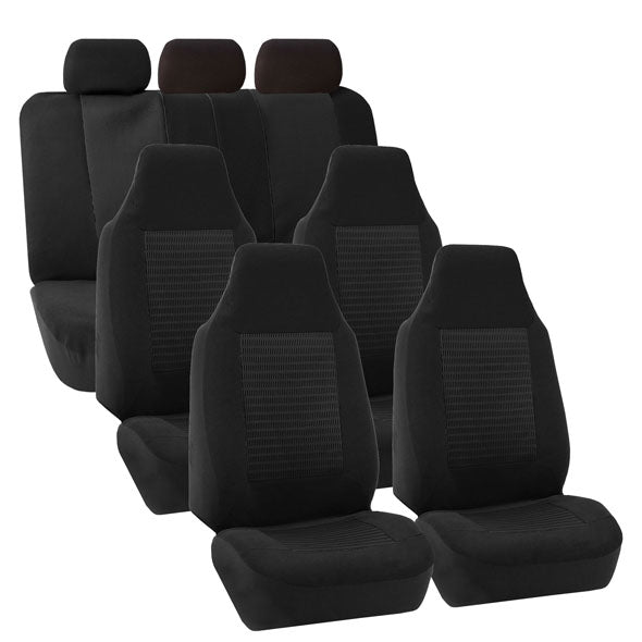 Premium Fabric 3 Row Seat Covers Black