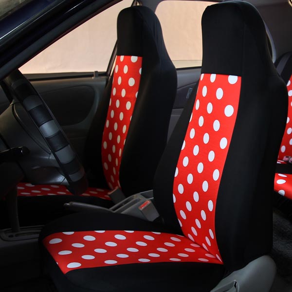 Polka Dot Flat Cloth Seat Covers - Front Set 2 Tone Polka Dots