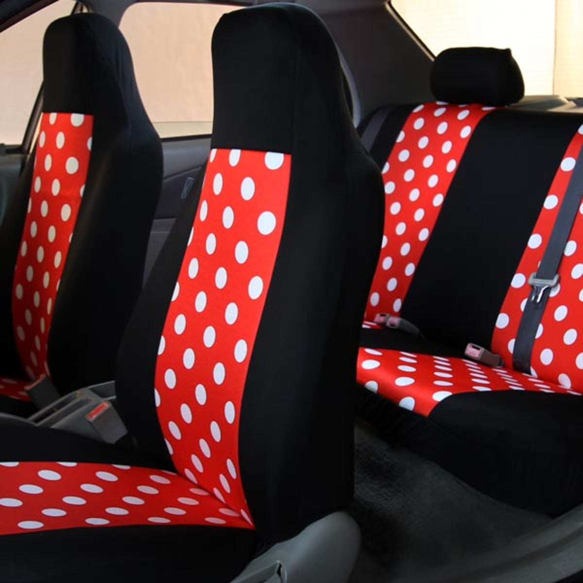 Polka Dot Seat Covers - Full Set 2 Tone Polka Dots