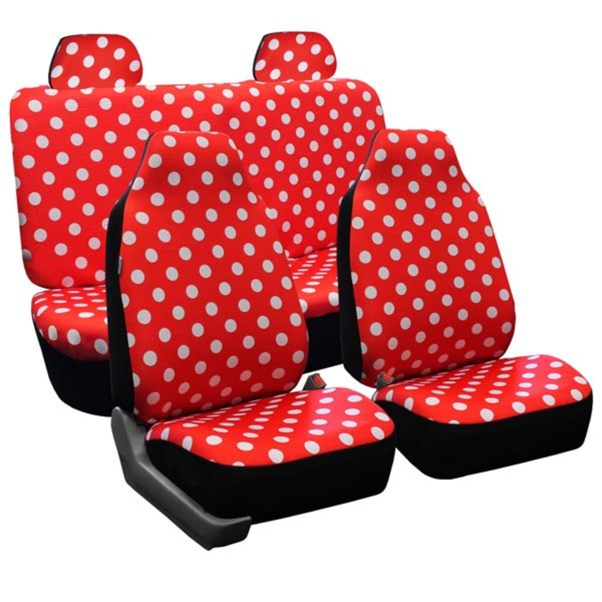 Polka Dot Seat Covers - Full Set Red