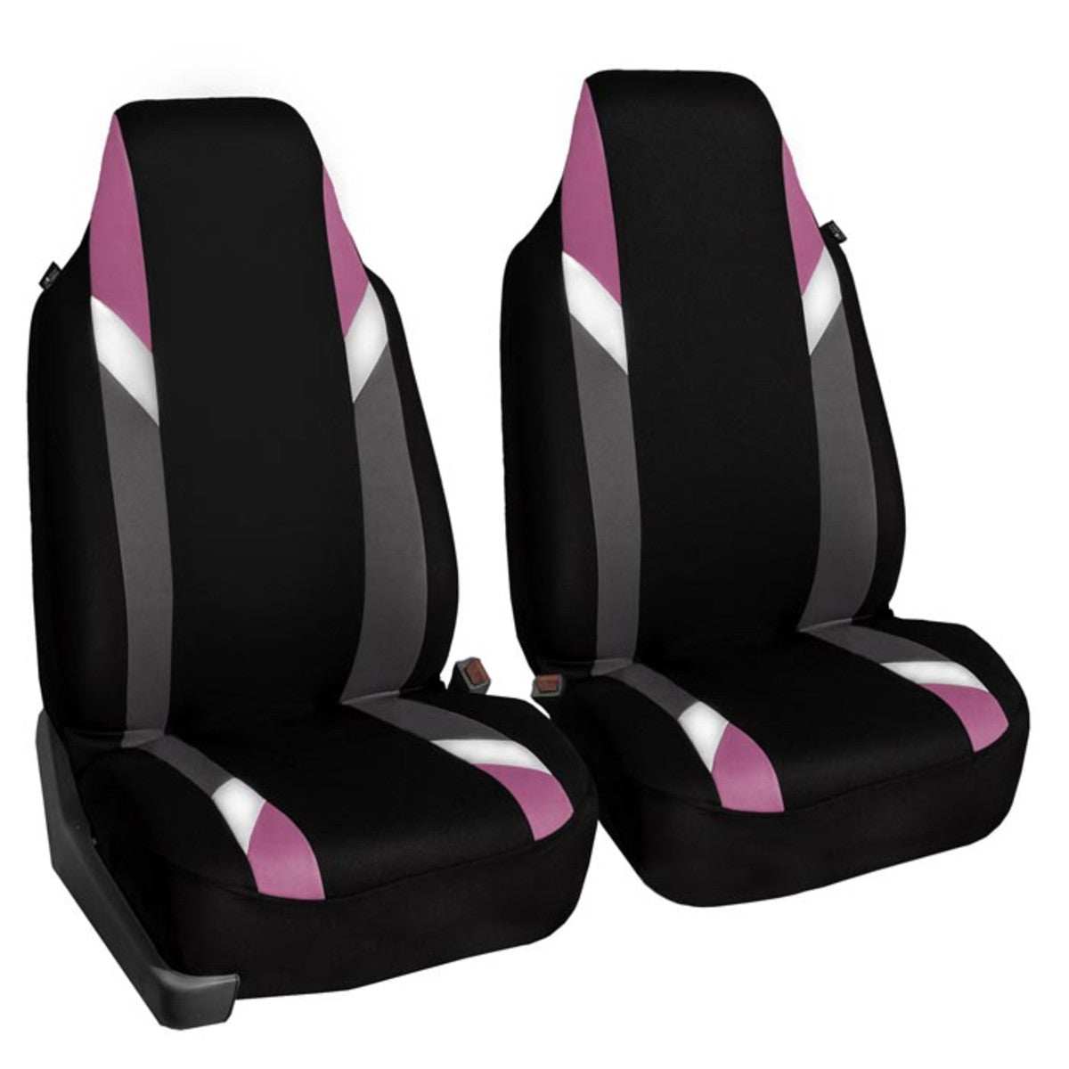 BCSMMCAR 2-Pack High Back Bucket Car Seat Covers - PU Leather, Black With Grey Line, Universal Front Fit