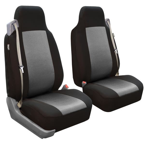 Flat Cloth All-Purpose Built-In Seatbelt Classic Cloth Seat Covers - Front Set Gray