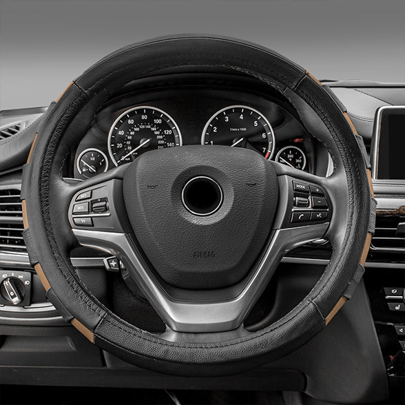 Genuine Leather Sport Steering Wheel Cover Beige