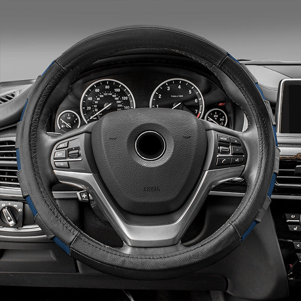 Genuine Leather Sport Steering Wheel Cover Blue