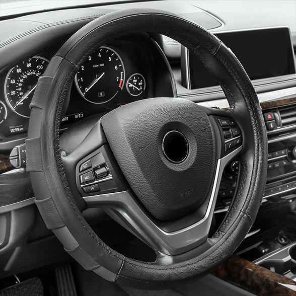 Genuine Leather Sport Steering Wheel Cover Gray