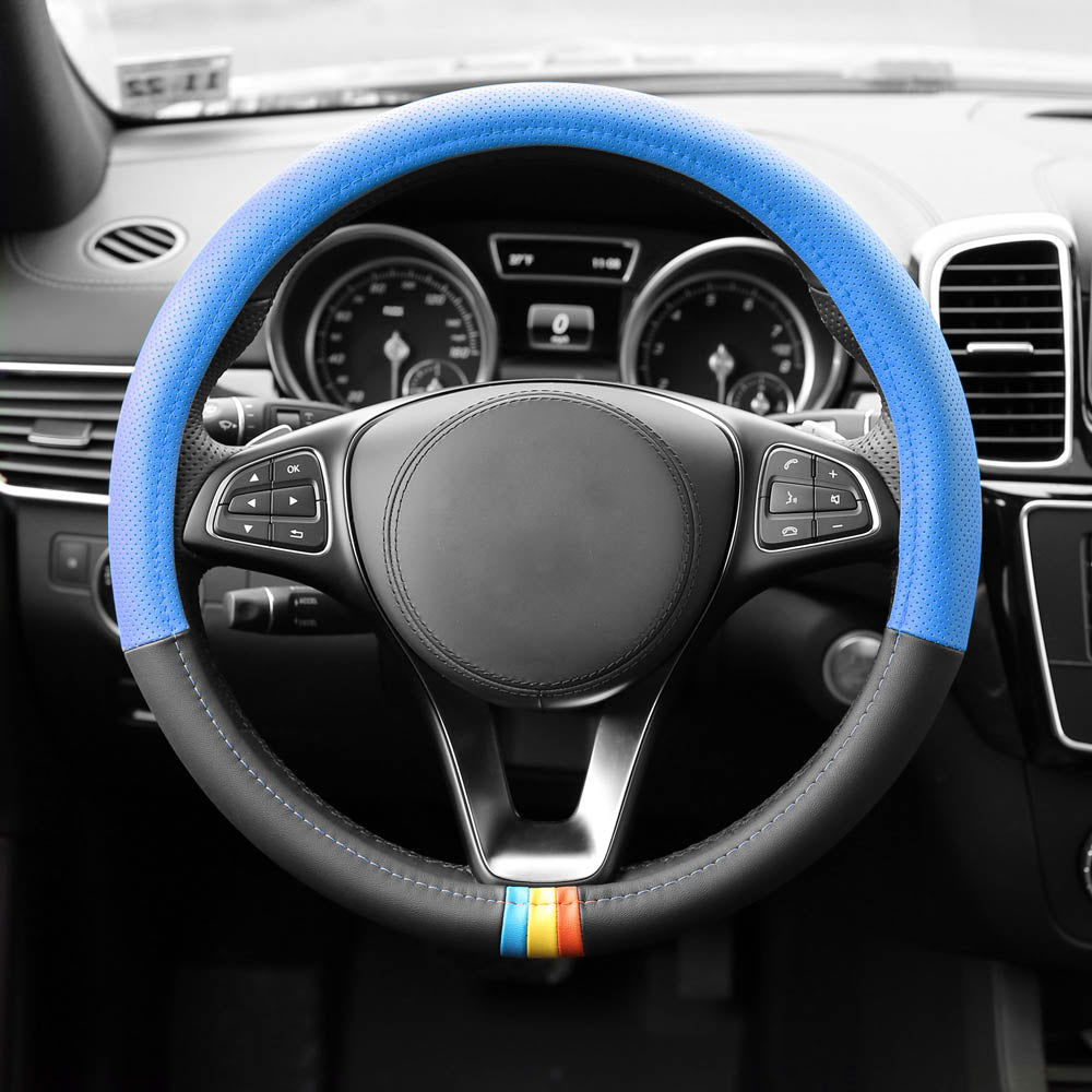 Full Spectrum Microfiber Leather Steering Wheel Cover Blue