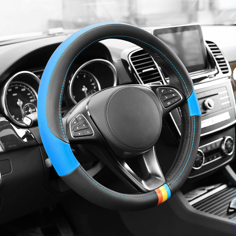 Full Spectrum Microfiber Leather Steering Wheel Cover Blue