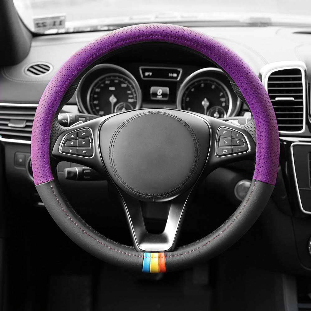 Full Spectrum Microfiber Leather Steering Wheel Cover Purple