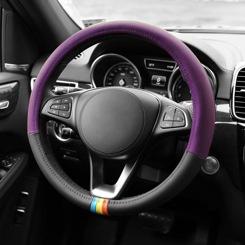 Full Spectrum Microfiber Leather Steering Wheel Cover Purple