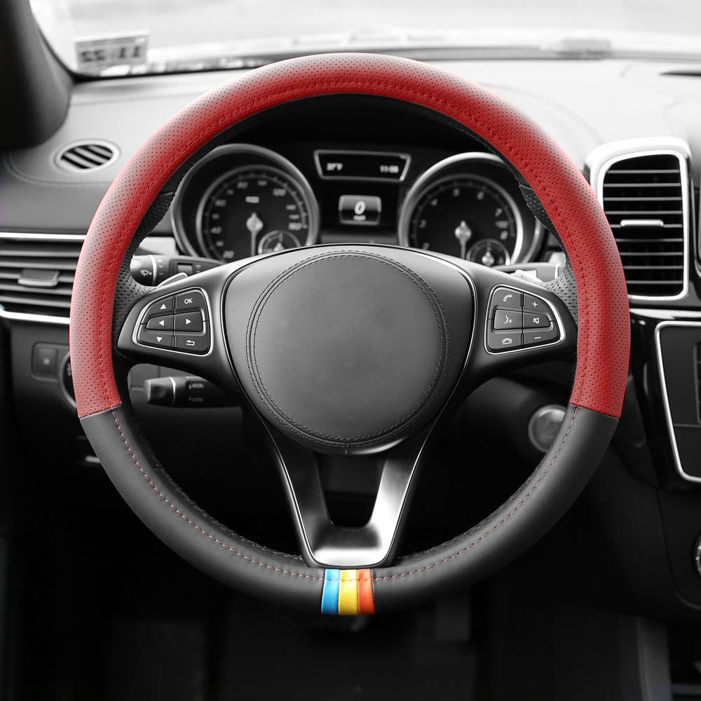 Full Spectrum Microfiber Leather Steering Wheel Cover Red