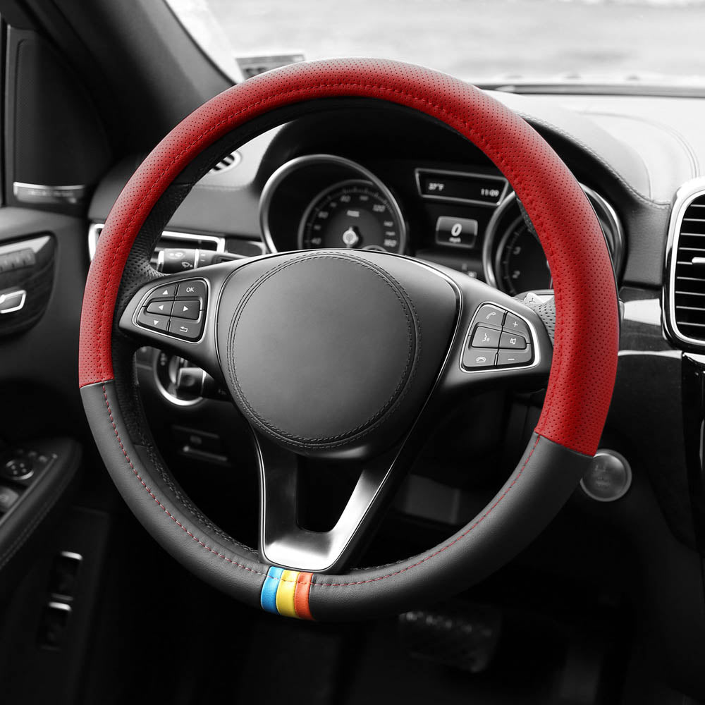 Full Spectrum Microfiber Leather Steering Wheel Cover Red