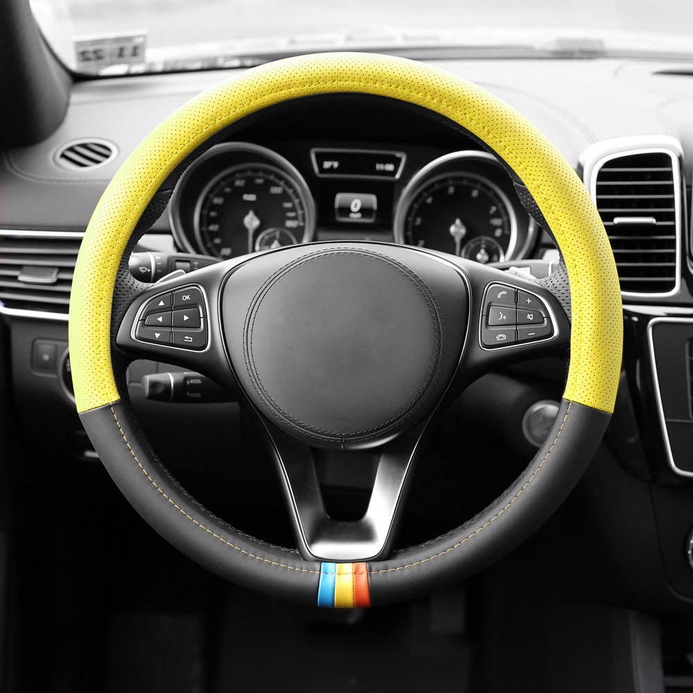 Full Spectrum Microfiber Leather Steering Wheel Cover Yellow