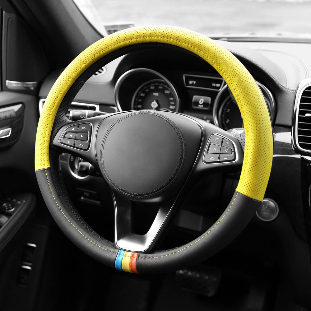 Full Spectrum Microfiber Leather Steering Wheel Cover Yellow