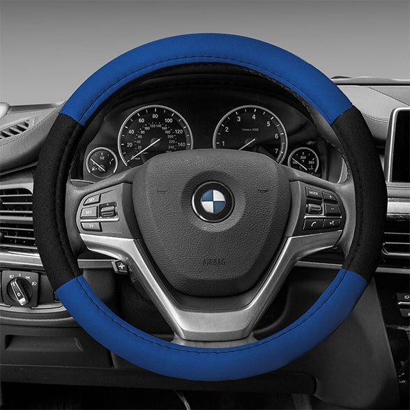 Modernistic Steering Wheel Cover and Seat Belt Pads Blue