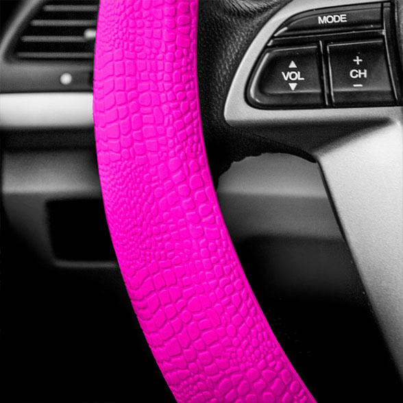Snake Pattern Silicone steering wheel cover Pink