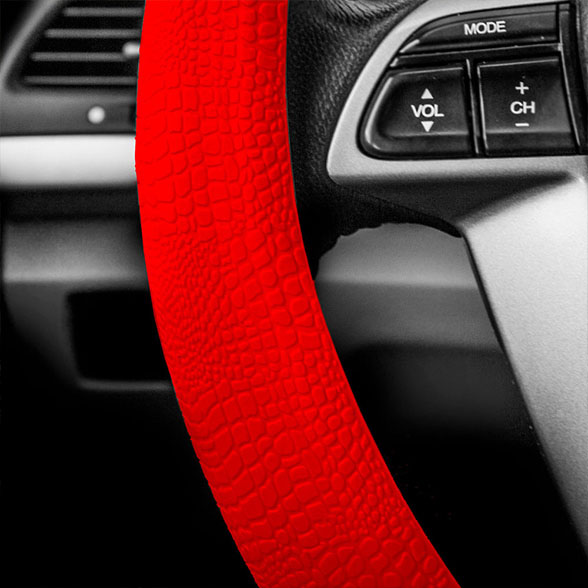 Snake Pattern Silicone steering wheel cover Red