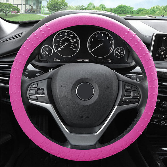Nibbed Silicone Steering Wheel Cover with Massaging Grip Baby Pink