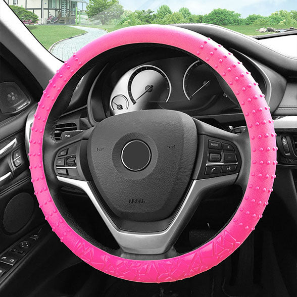 Nibbed Silicone Steering Wheel Cover with Massaging Grip Baby Pink