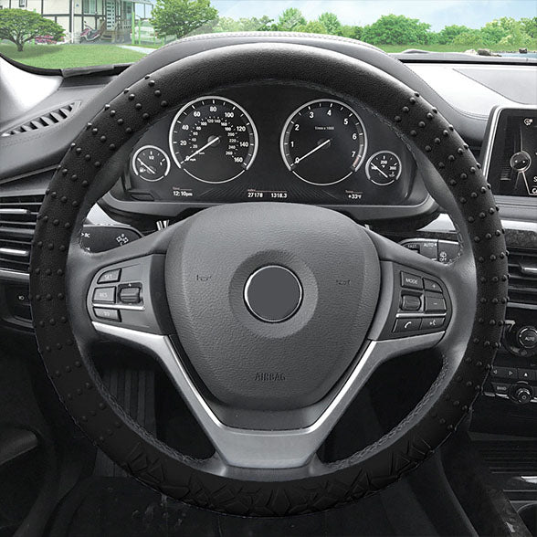 Nibbed Silicone Steering Wheel Cover with Massaging Grip Black