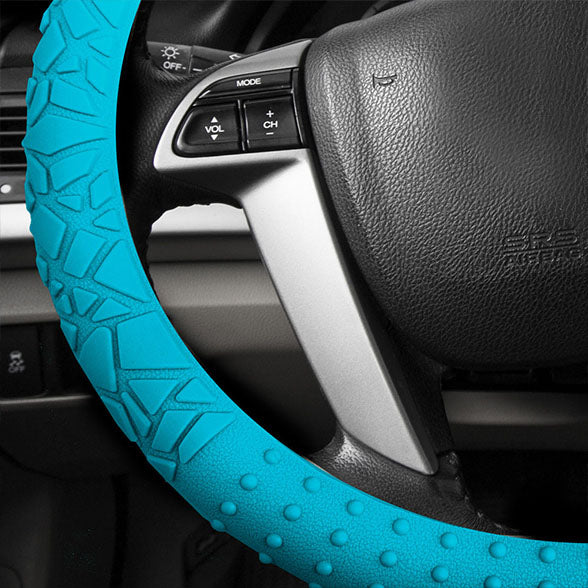 Nibbed Silicone Steering Wheel Cover with Massaging Grip Light Blue