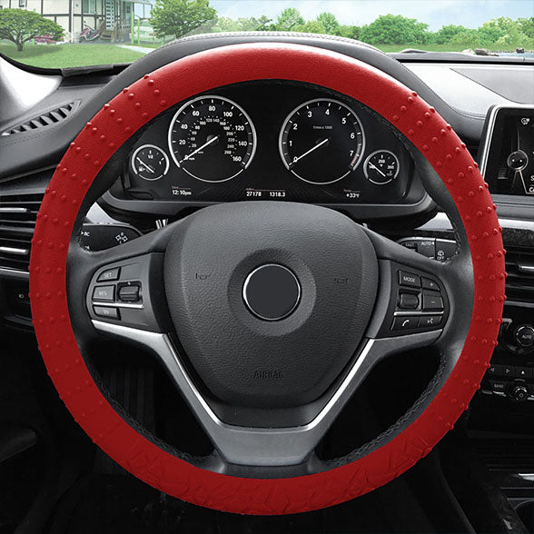 Nibbed Silicone Steering Wheel Cover with Massaging Grip Burgundy