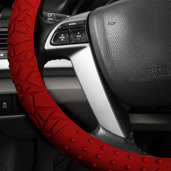 Nibbed Silicone Steering Wheel Cover with Massaging Grip Burgundy