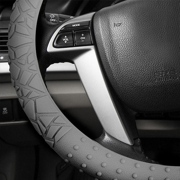 Nibbed Silicone Steering Wheel Cover with Massaging Grip Gray
