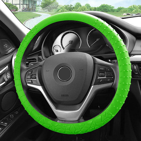 Nibbed Silicone Steering Wheel Cover with Massaging Grip Green