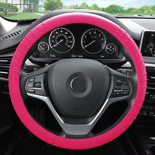 Nibbed Silicone Steering Wheel Cover with Massaging Grip Magenta