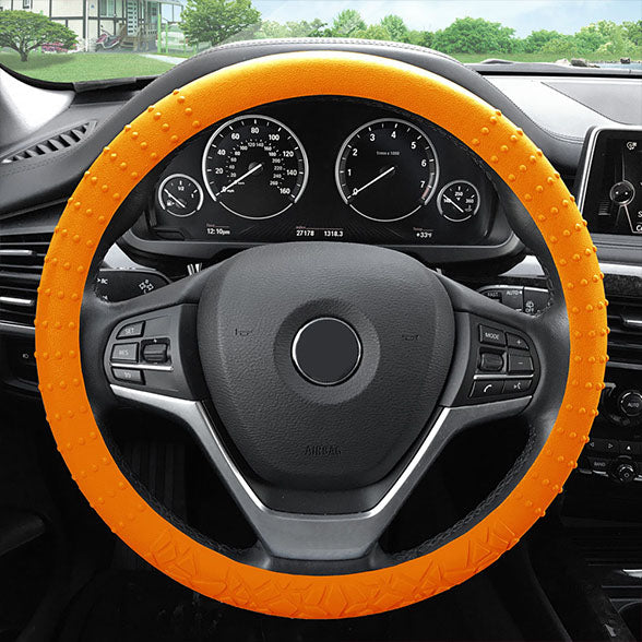 Nibbed Silicone Steering Wheel Cover with Massaging Grip Orange