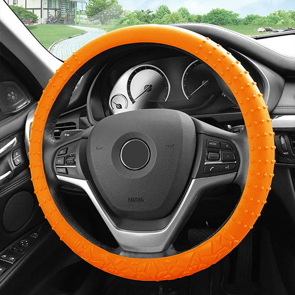Nibbed Silicone Steering Wheel Cover with Massaging Grip Orange