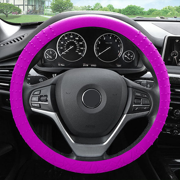 Nibbed Silicone Steering Wheel Cover with Massaging Grip Pink