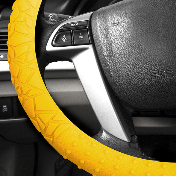 Nibbed Silicone Steering Wheel Cover with Massaging Grip Yellow