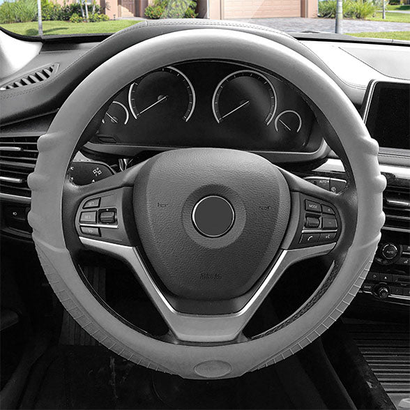 Silicone Steering Wheel Cover with Grip Marks Gray