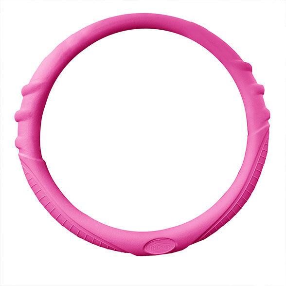 Silicone Steering Wheel Cover with Grip Marks Baby Pink