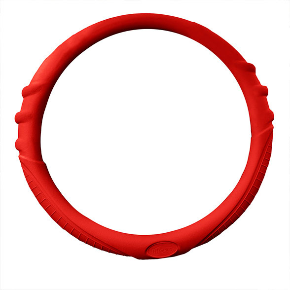 Silicone Steering Wheel Cover with Grip Marks Red