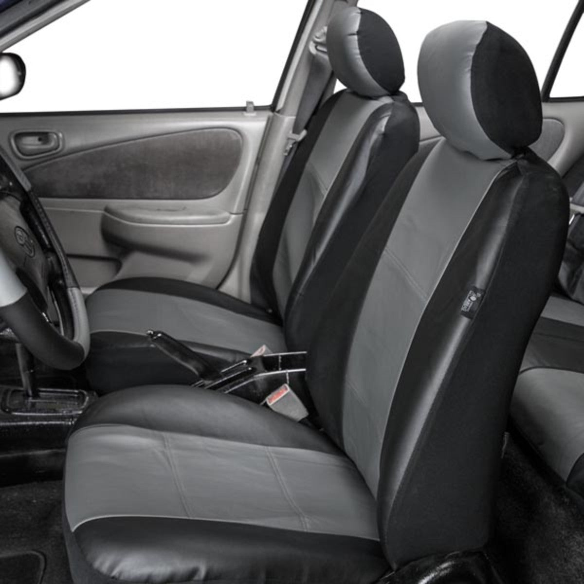 Premium PU Leather Seat Covers - Front Set Gray / Black